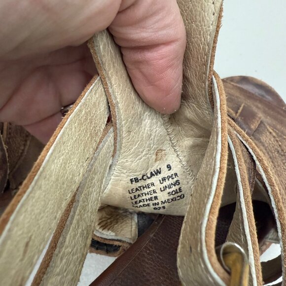 Freebird by Steven Claw Distressed Leather Heeled Open Toe Sandals Shoe Womens 9 - Picture 6 of 11